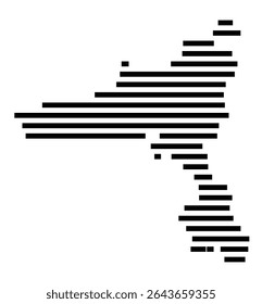 Symbol Map of the city Ottersberg (Niedersachsen, Germany) showing the area of the city with just a few black horizontal lines