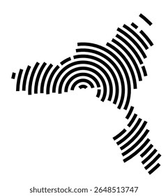 Symbol Map of the city Ottersberg (Niedersachsen, Germany) showing the city with a black spiral line