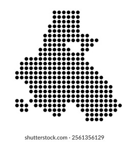 Symbol Map of the City Oulu_Uleaborg (Finland) showing the city with a pattern of just a few black dots