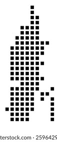Symbol Map of the City Overland Park (Kansas) showing the city with a pattern of just a few black squares