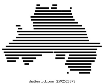 Symbol Map of the City Oviedo (Spain) showing the city with a few black horizontal lines