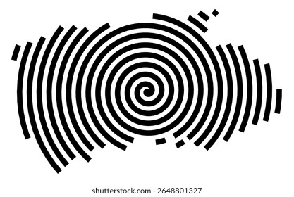 Symbol Map of the city Oyten (Niedersachsen, Germany) showing the city with a black spiral line