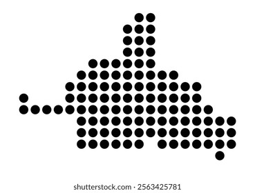 Symbol Map of the City Pabianice (Poland) showing the city with a pattern of just a few black dots