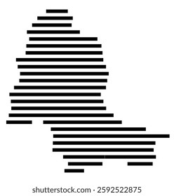 Symbol Map of the City Palermo (Italy) showing the city with a few black horizontal lines