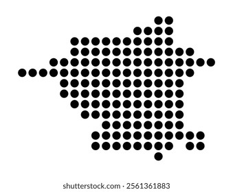 Symbol Map of the City Panevezys (Lithuania) showing the city with a pattern of just a few black dots