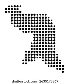 Symbol Map of the city Panketal (Brandenburg, Germany) showing the city with a pattern of just a few black dots