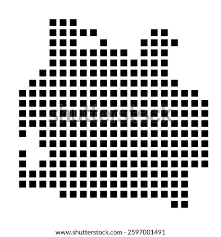 Symbol Map of the City Paramount (California) showing the city with a pattern of just a few black squares
