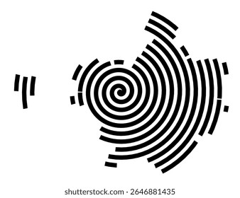 Symbol Map of the city Parchim (Mecklenburg-Vorpommern, Germany) showing the city with a black spiral line