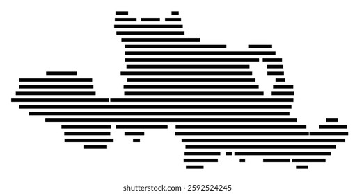 Symbol Map of the City Pardubice (Czechia) showing the city with a few black horizontal lines