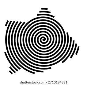 Symbol Map of the City Paris 13e Arrondissement (France) showing the city with a black spiral line