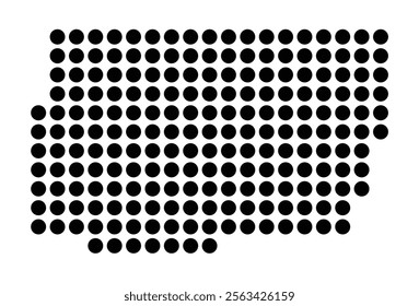 Symbol Map of the City Paris 18e Arrondissement (France) showing the city with a pattern of just a few black dots