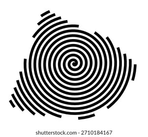Symbol Map of the City Paris 5e Arrondissement (France) showing the city with a black spiral line