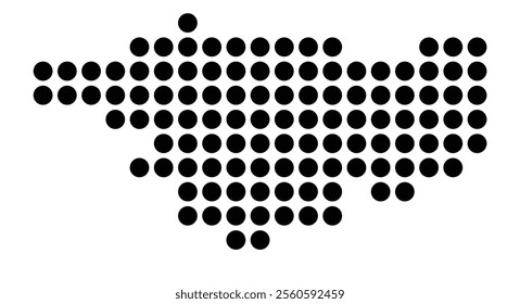 Symbol Map of the City Passau (Germany) showing the city with a pattern of just a few black dots