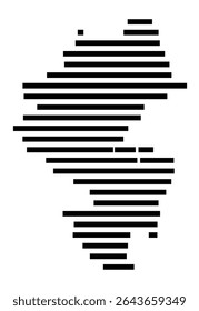 Mapa de símbolos da cidade Pattensen (Niedersachsen, Alemanha) mostrando a área da cidade com apenas algumas linhas horizontais pretas