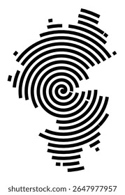 Symbol Map of the city Pattensen (Niedersachsen, Germany) showing the city with a black spiral line