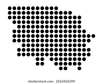 Symbol Map of the City Pavia (Italy) showing the city with a pattern of just a few black dots