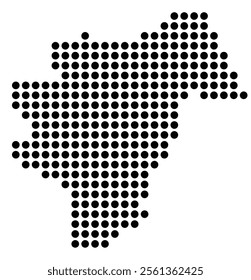 Symbol Map of the City Pecs (Hungary) showing the city with a pattern of just a few black dots