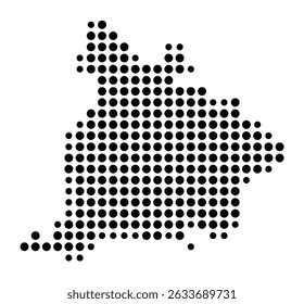 Symbol Map of the city Pegnitz (Bayern, Germany) showing the city with a pattern of just a few black dots