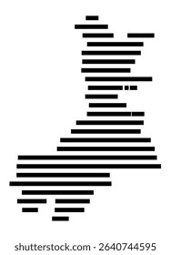 Symbol Map of the city Peiting (Bayern, Germany) showing the area of the city with just a few black horizontal lines