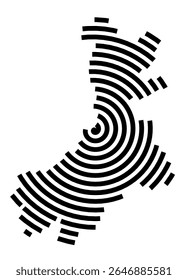 Symbol Map of the city Peiting (Bayern, Germany) showing the city with a black spiral line