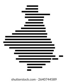Symbol Map of the city Penzberg (Bayern, Germany) showing the area of the city with just a few black horizontal lines