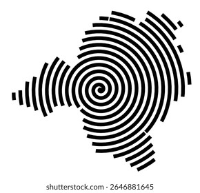 Symbol Map of the city Perleberg (Brandenburg, Germany) showing the city with a black spiral line