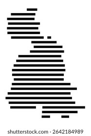 Symbol Map of the city Petersberg (Hessen, Germany) showing the area of the city with just a few black horizontal lines
