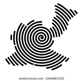 Symbol Map of the city Petershagen_Eggersdorf (Brandenburg, Germany) showing the city with a black spiral line