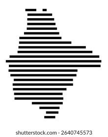 Symbol Map of the city Pfinztal (Baden-Württemberg, Germany) showing the area of the city with just a few black horizontal lines