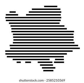 Symbol Map of the City Pforzheim (Germany) showing the city with just a few black horizontal lines