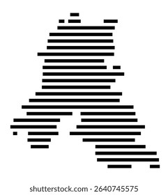 Symbol Map of the city Pfullendorf (Baden-Württemberg, Germany) showing the area of the city with just a few black horizontal lines