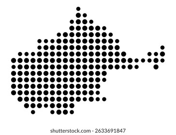 Mapa de símbolos da cidade Pfullingen (Baden-Württemberg, Alemanha) mostrando a cidade com um padrão de apenas alguns pontos pretos