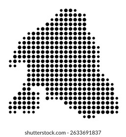 Symbol Map of the city Philippsburg (Baden-Württemberg, Germany) showing the city with a pattern of just a few black dots