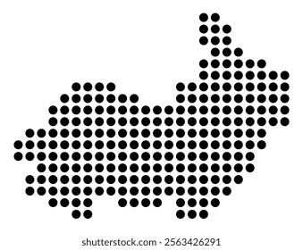 Symbol Map of the City Piacenza (Italy) showing the city with a pattern of just a few black dots