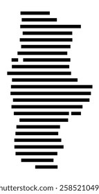 Symbol Map of the City Pinneberg (Germany) showing the city with just a few black horizontal lines