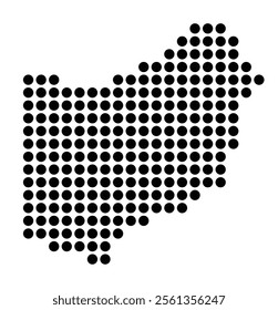 Symbol Map of the City Pinto (Spain) showing the city with a pattern of just a few black dots