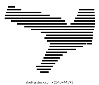 Symbol Map of the city Planegg (Bayern, Germany) showing the area of the city with just a few black horizontal lines