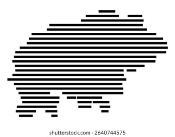Symbol Map of the city Plattling (Bayern, Germany) showing the area of the city with just a few black horizontal lines