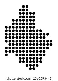 Symbol Map of the City Plauen (Germany) showing the city with a pattern of just a few black dots