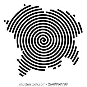 Symbol Map of the city Plettenberg (Nordrhein-Westfalen, Germany) showing the city with a black spiral line