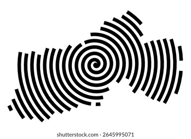 Mapa de símbolos da cidade Pocking (Bayern, Germany) mostrando a cidade com uma linha espiral preta