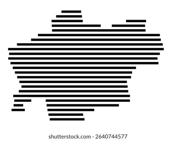 Symbol Map of the city Poing (Bayern, Germany) showing the area of the city with just a few black horizontal lines