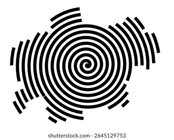 Mapa de símbolos da cidade Poing (Baviera, Alemanha) mostrando a cidade com uma linha espiral preta