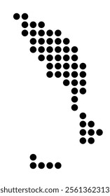 Symbol Map of the City Pointe-a-Pitre (France) showing the city with a pattern of just a few black dots