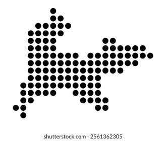 Symbol Map of the City Poitiers (France) showing the city with a pattern of just a few black dots