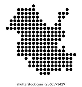 Symbol Map of the City Potsdam (Germany) showing the city with a pattern of just a few black dots