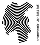 Symbol Map of the city Prenzlau (Brandenburg, Germany) showing the city with a black spiral line