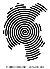 Symbol Map of the city Prenzlau (Brandenburg, Germany) showing the city with a black spiral line