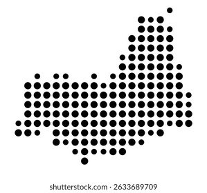 Symbol Map of the city Prien a.Chiemsee (Bayern, Germany) showing the city with a pattern of just a few black dots
