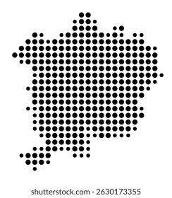 Symbol Map of the city Pritzwalk (Brandenburg, Germany) showing the city with a pattern of just a few black dots